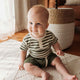 Olive Stripe Short Sleeve Organic Bodysuit - Thumbnail 3