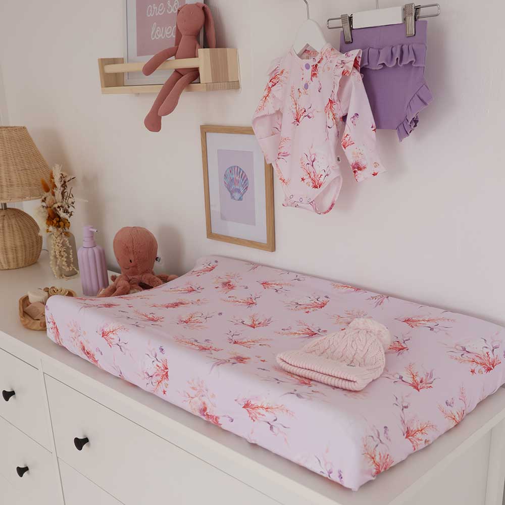 Coral Organic Bassinet Sheet / Change Pad Cover - View 2