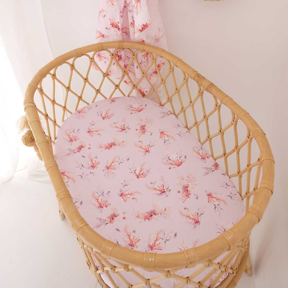 Coral Organic Bassinet Sheet / Change Pad Cover - View 3