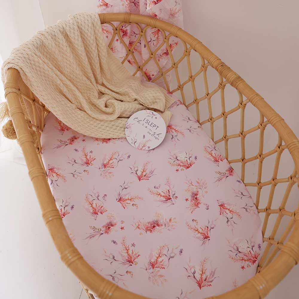 Coral Organic Bassinet Sheet / Change Pad Cover - View 6