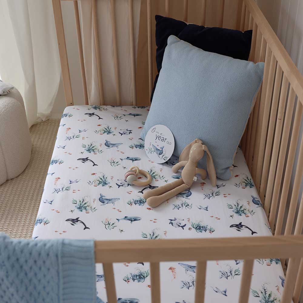 Ocean Organic Fitted Cot Sheet - View 5