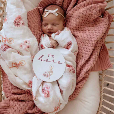Ballerina Muslin Wrap Birth Announcement Set-Snuggle Hunny