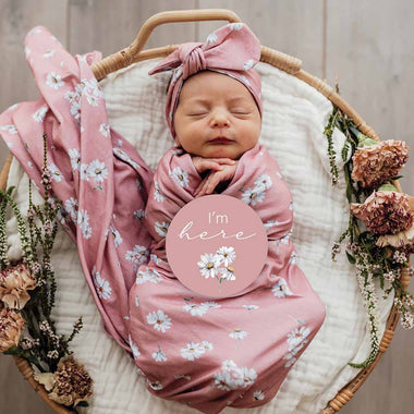 Daisy Jersey Wrap Birth Announcement Set-Snuggle Hunny
