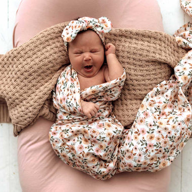 Spring Floral Muslin Wrap Birth Announcement Set-Snuggle Hunny