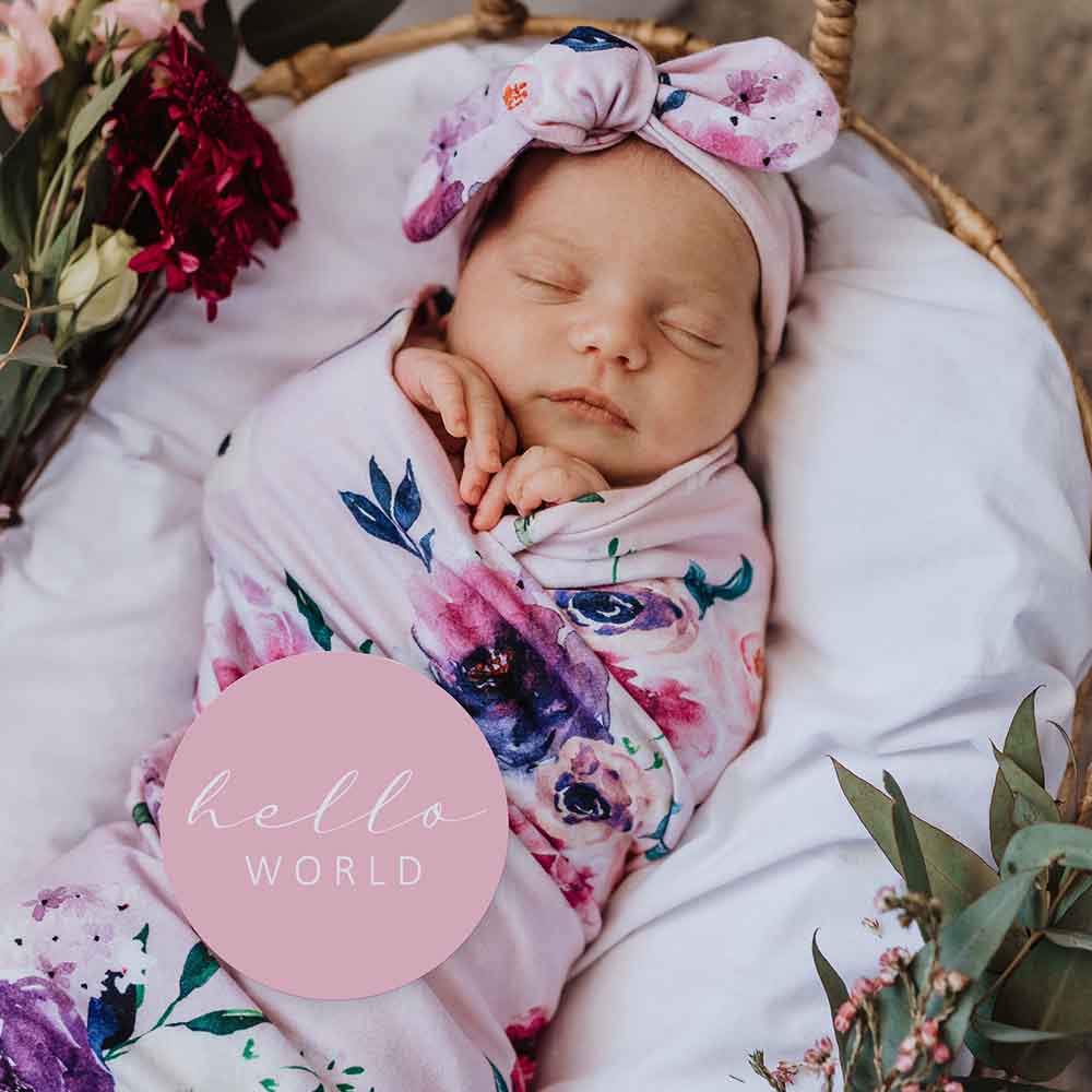 Floral Kiss Jersey Wrap Birth Announcement Set - View 3