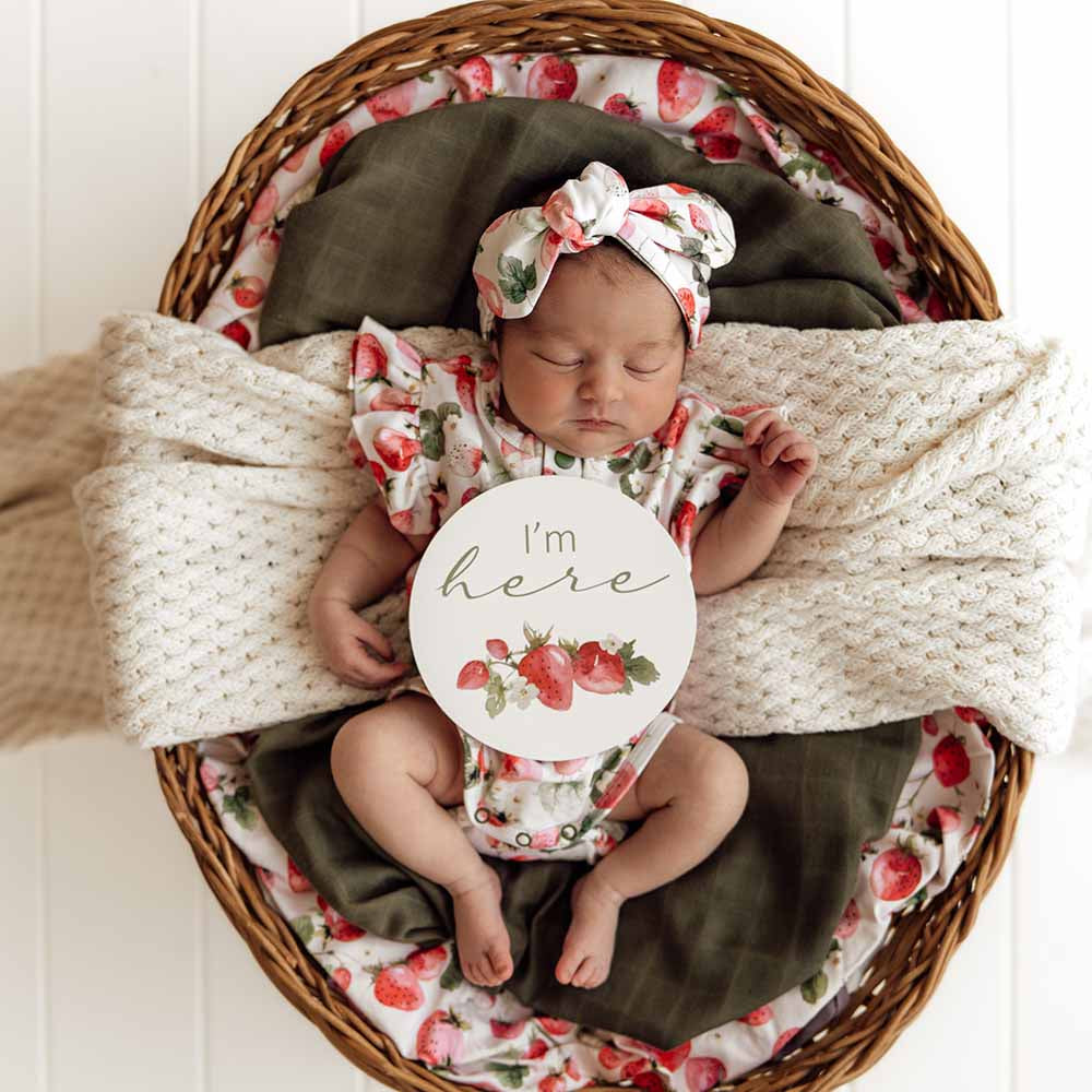 Strawberry Short Sleeve Organic Bodysuit with Frill - View 6
