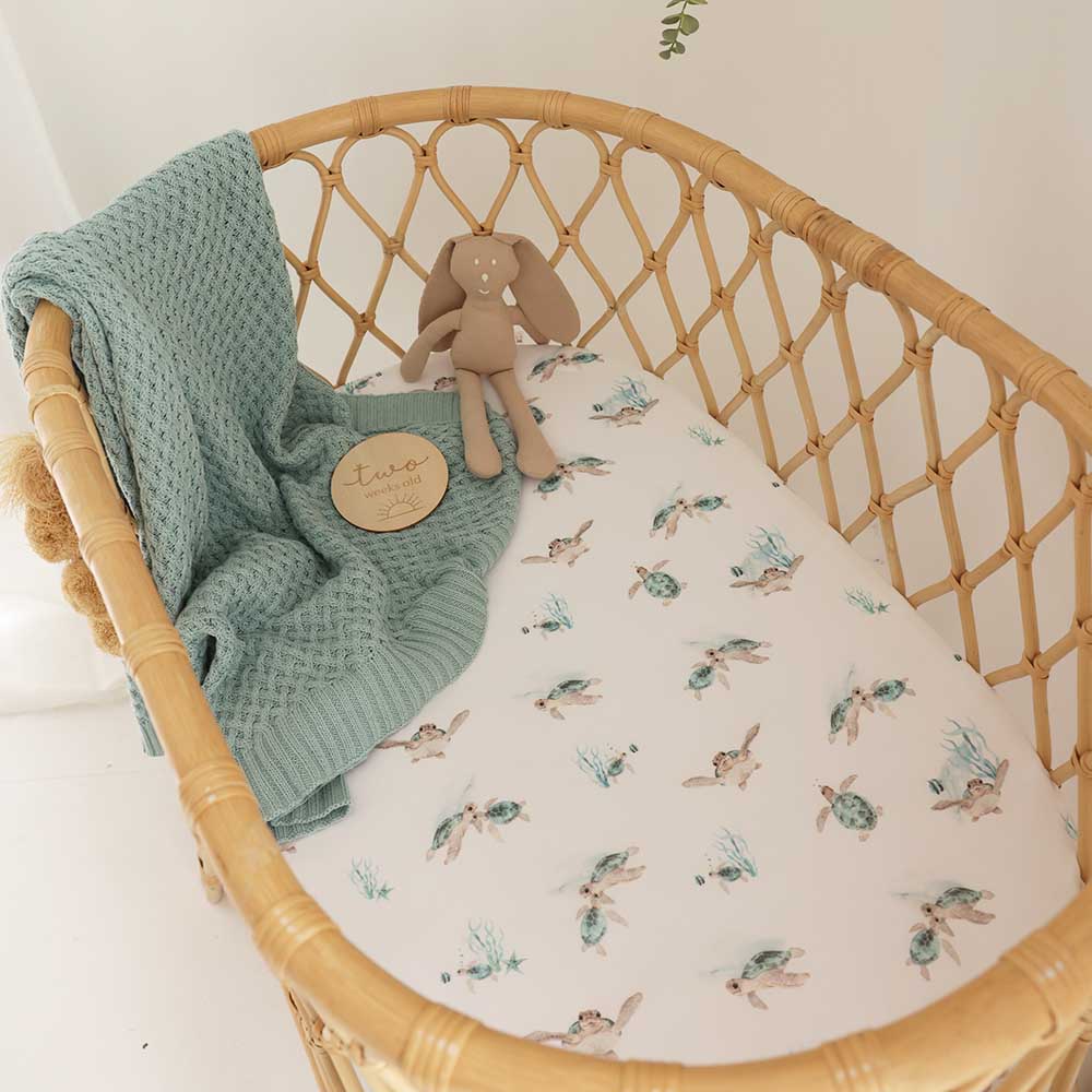 Turtle Organic Bassinet Sheet / Change Pad Cover - View 4