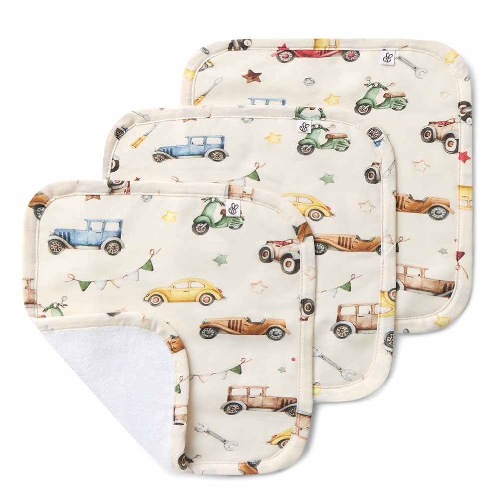 Vintage Cars Organic Baby Towel & Wash Cloth Set - View 5