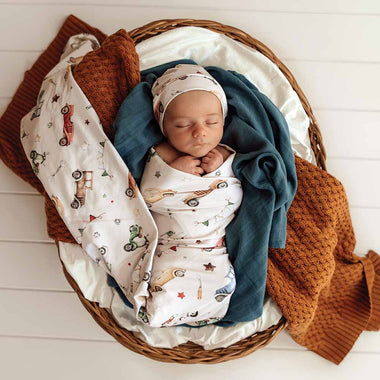 Vintage Cars Organic Jersey Wrap Set  Snuggle Hunny 