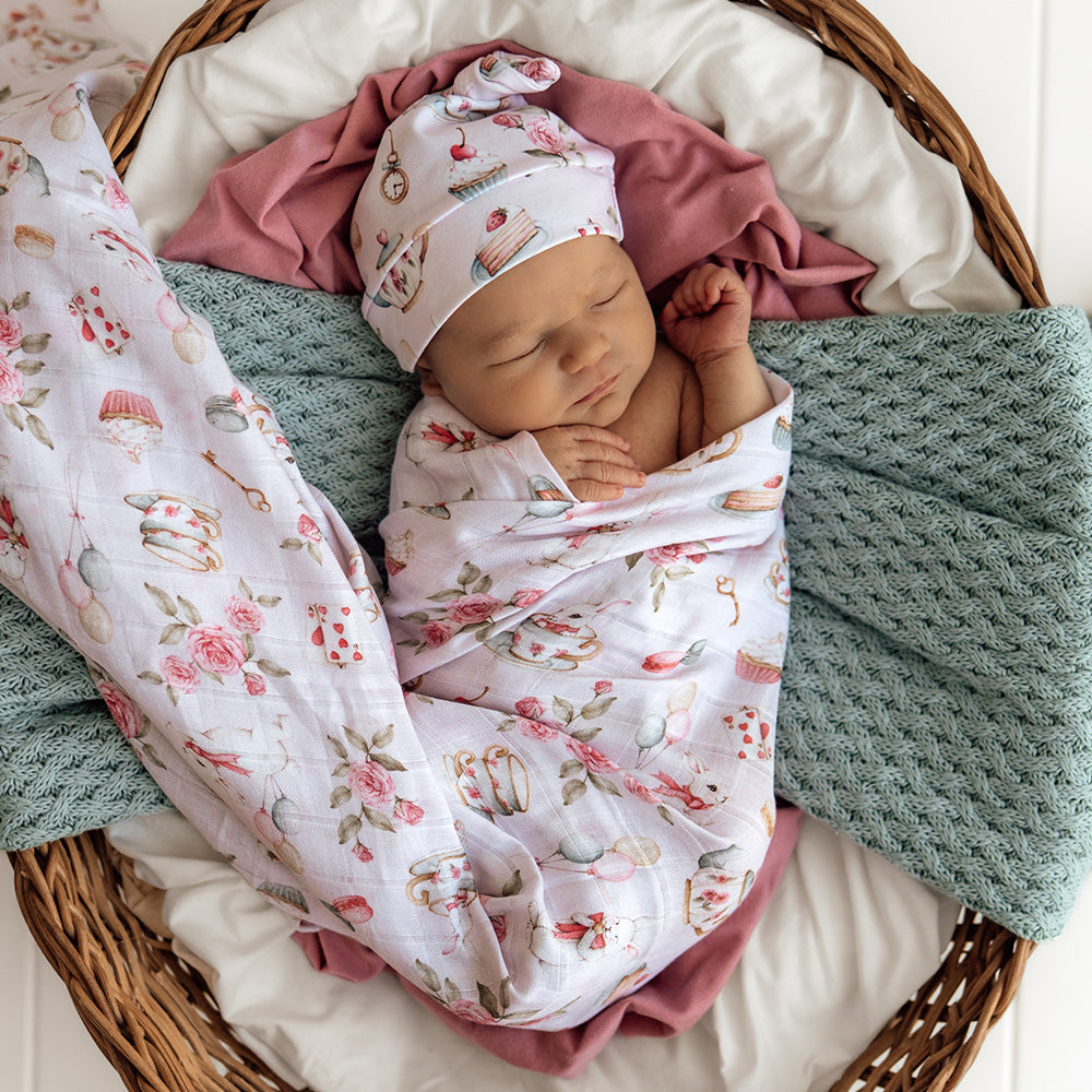 Alice’s Tea Party Organic Muslin Wrap - View 3