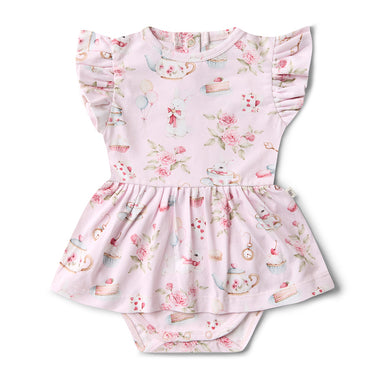Alice’s Tea Party Short Sleeve Organic Dress | Snuggle Hunny