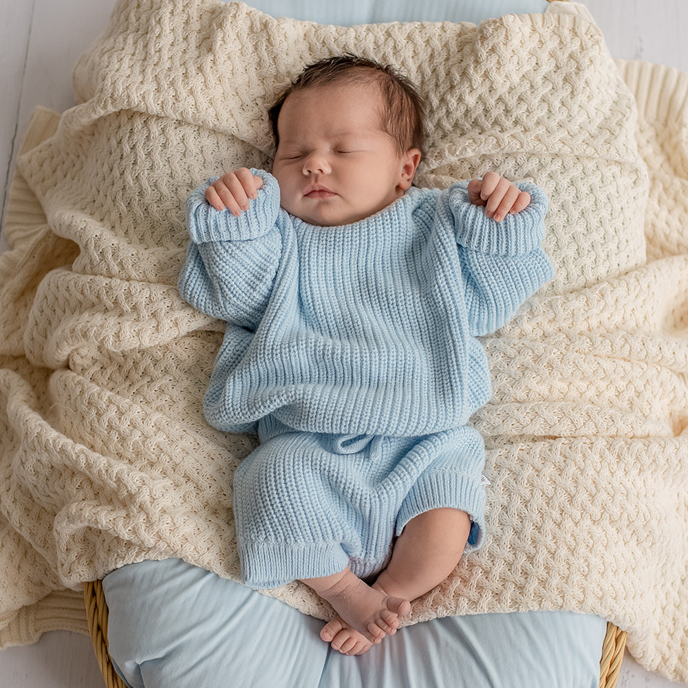 Baby Blue Oversized Cotton Knit Jumper - View 14