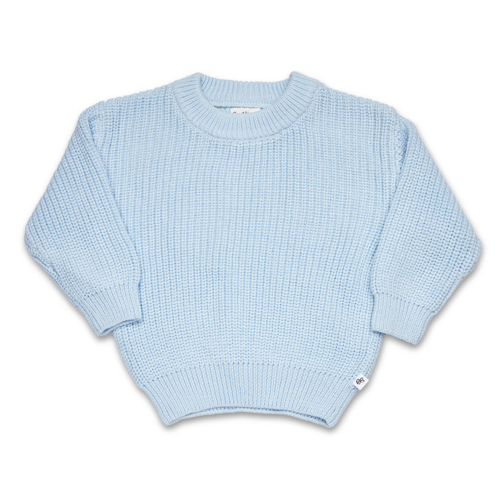 Baby Blue Oversized Cotton Knit Jumper - View 2