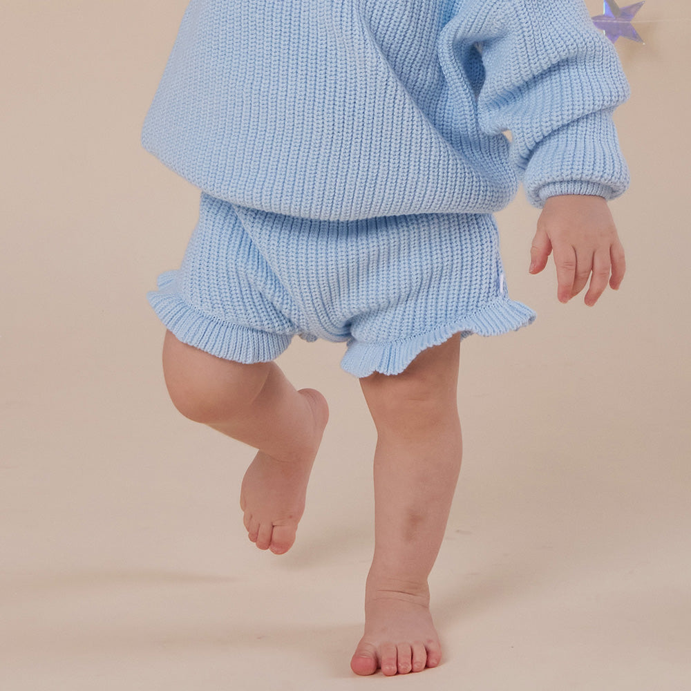 Baby Blue Organic Cotton Knit Bloomers - View 4