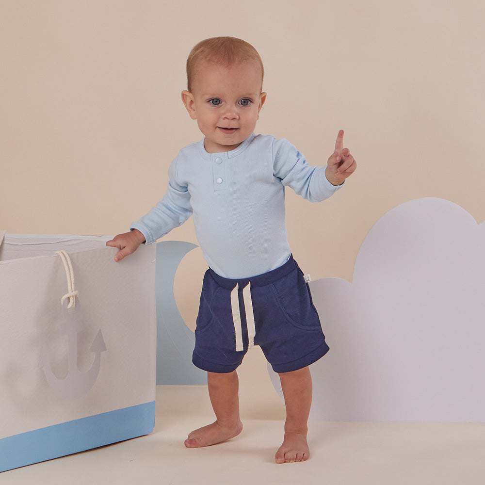 Baby Blue Long Sleeve Organic Bodysuit - View 6