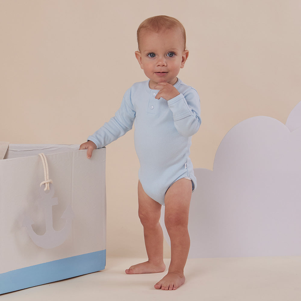 Baby Blue Long Sleeve Organic Bodysuit - View 5