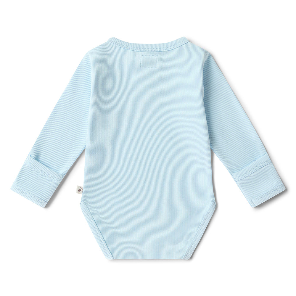 Baby Blue Long Sleeve Organic Bodysuit - View 4