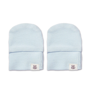 Baby Blue Organic Cotton Rib Mittens | Snuggle Hunny