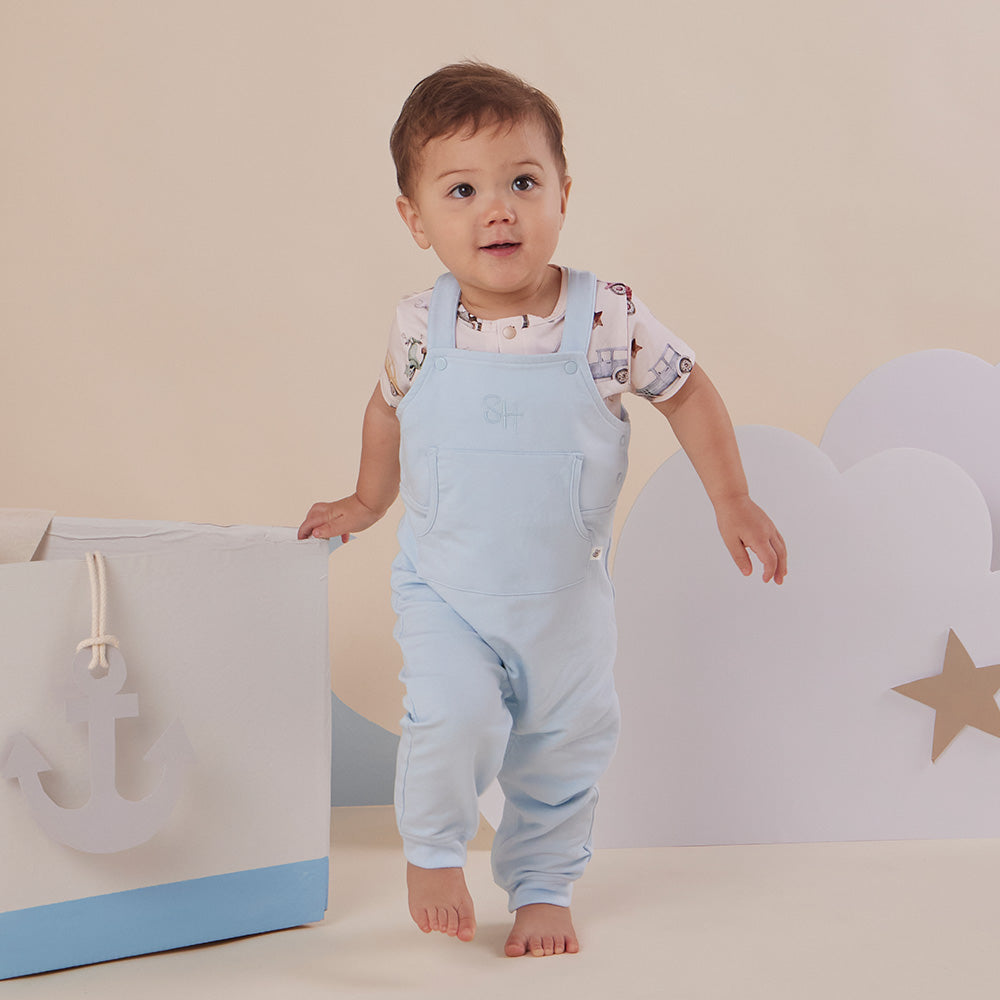 Baby Blue Organic Joey Overalls - View 8