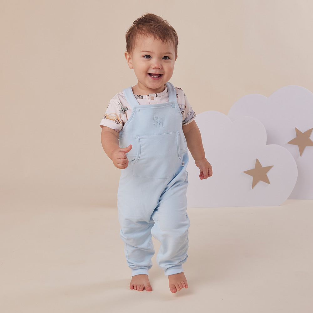 Baby Blue Organic Joey Overalls - View 1