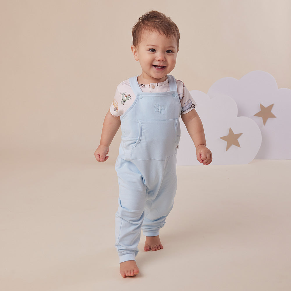 Baby Blue Organic Joey Overalls - View 7