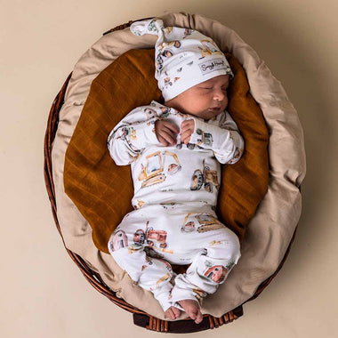 Baby Growsuit - Diggers & Tractors Organic Growsuit