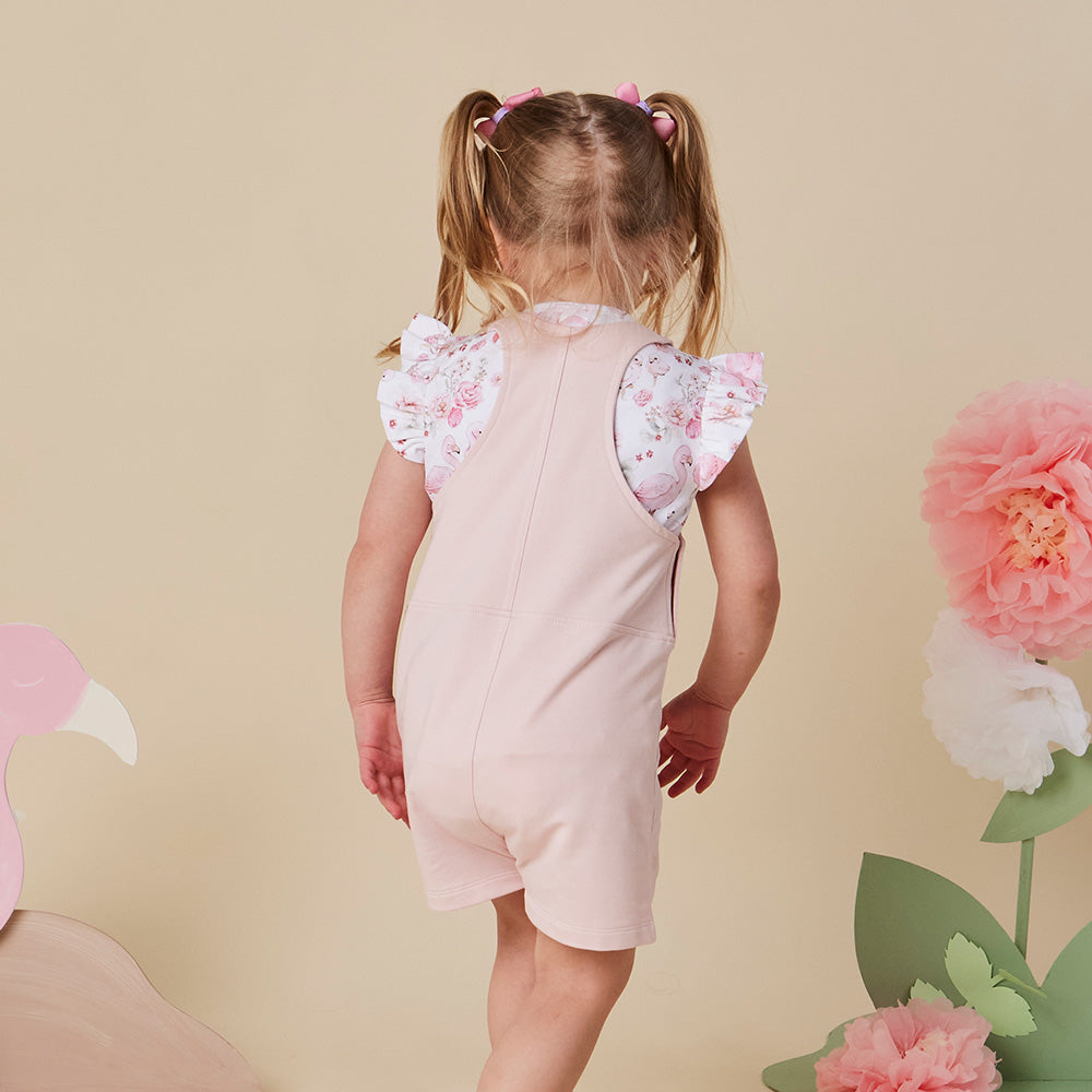 Baby Pink Organic Joey Overall Shorts - View 6