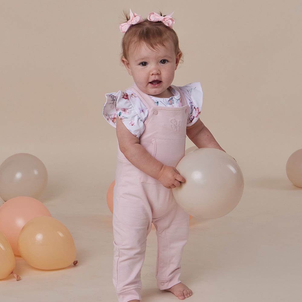 Baby Pink Organic Joey Overalls - View 6