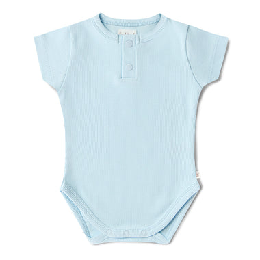 Baby Blue Short Sleeve Organic Bodysuit | Snuggle Hunny
