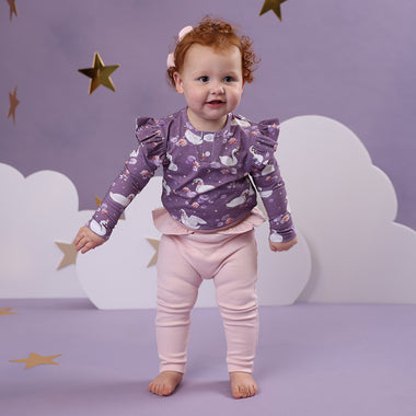 Baby Pink Organic Pants with Frill | Snuggle Hunny