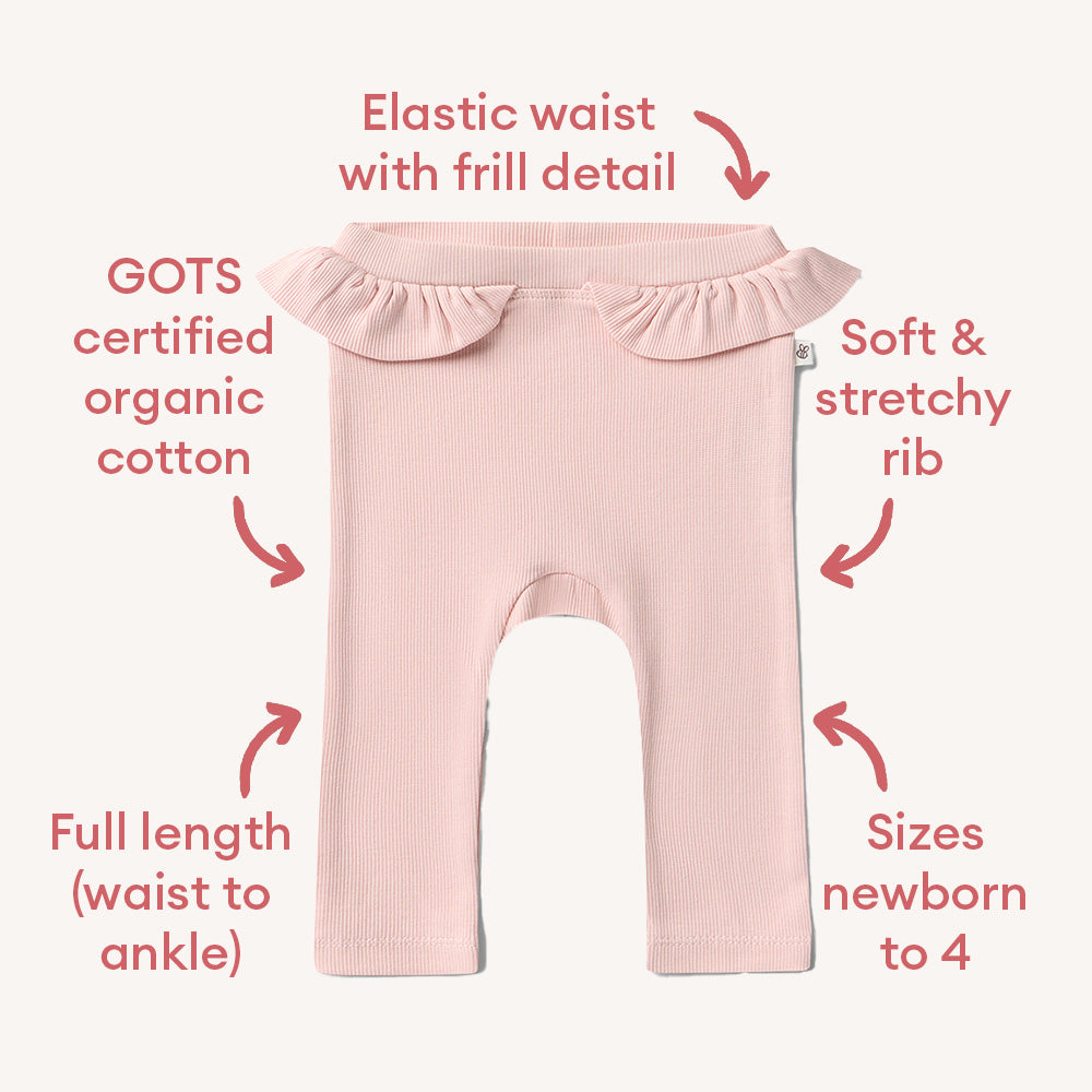 Baby Pink Organic Pants with Frill - View 4