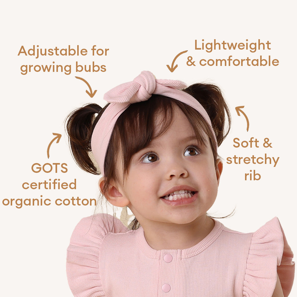 Baby Pink Ribbed Organic Topknot - View 4