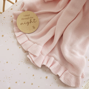 Blush Pink Ruffle Knit Organic Baby Blanket | Snuggle Hunny