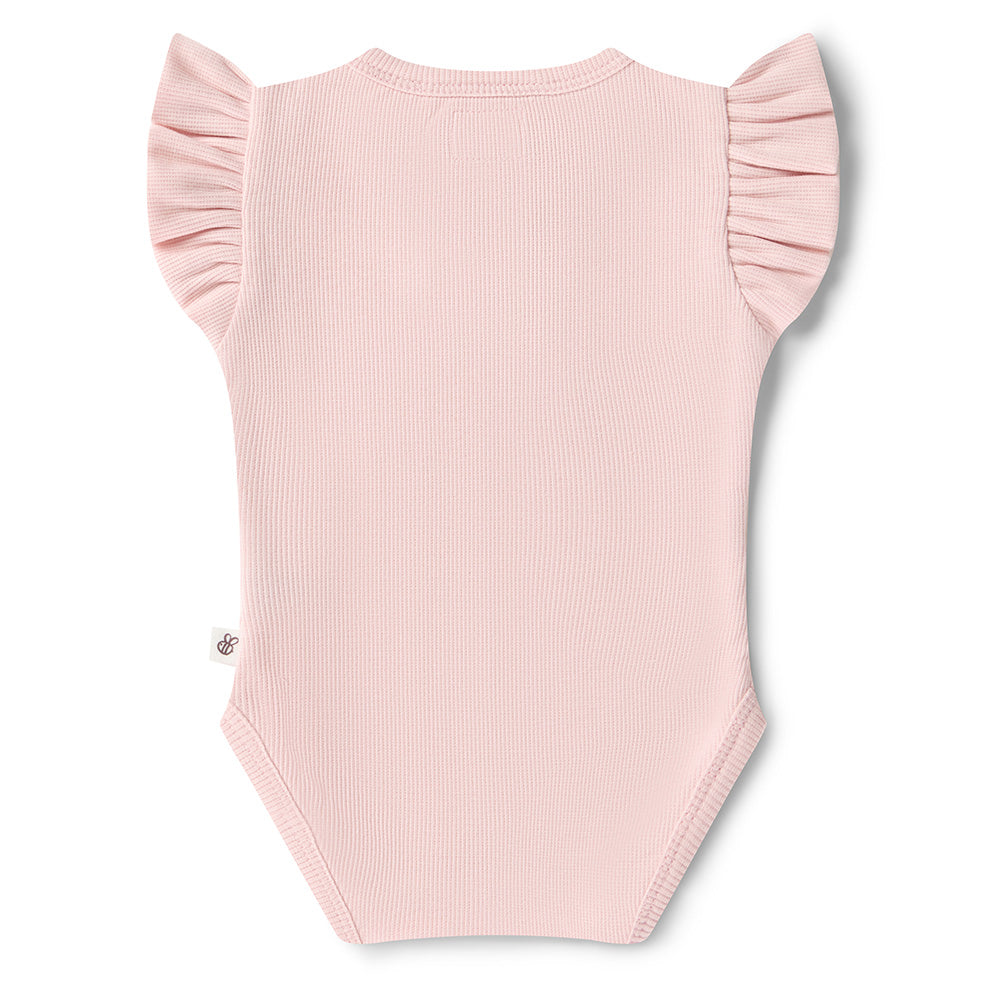 Baby Pink Short Sleeve Organic Bodysuit with Frill - View 12