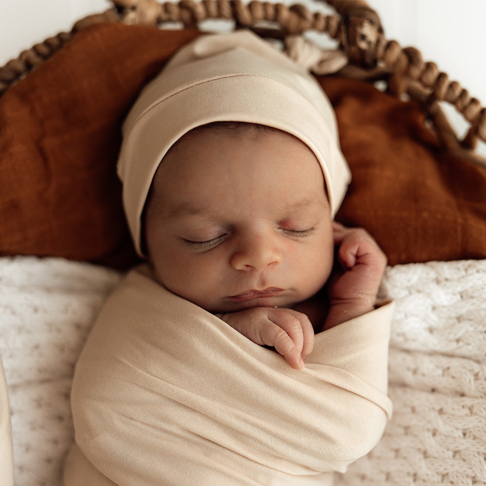 Babyccino Organic Jersey Wrap & Beanie Set - View 5