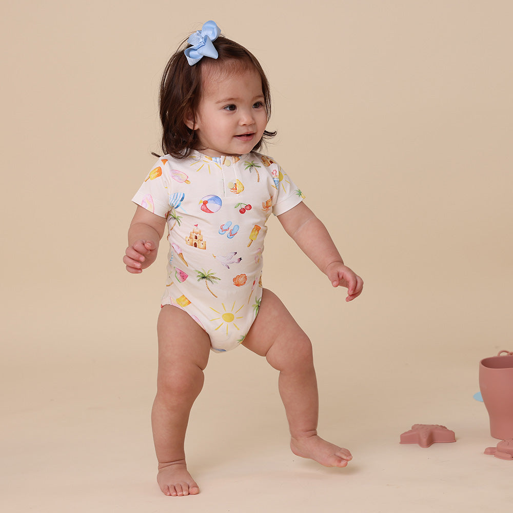 Beach Fun Short Sleeve Organic Bodysuit - View 12
