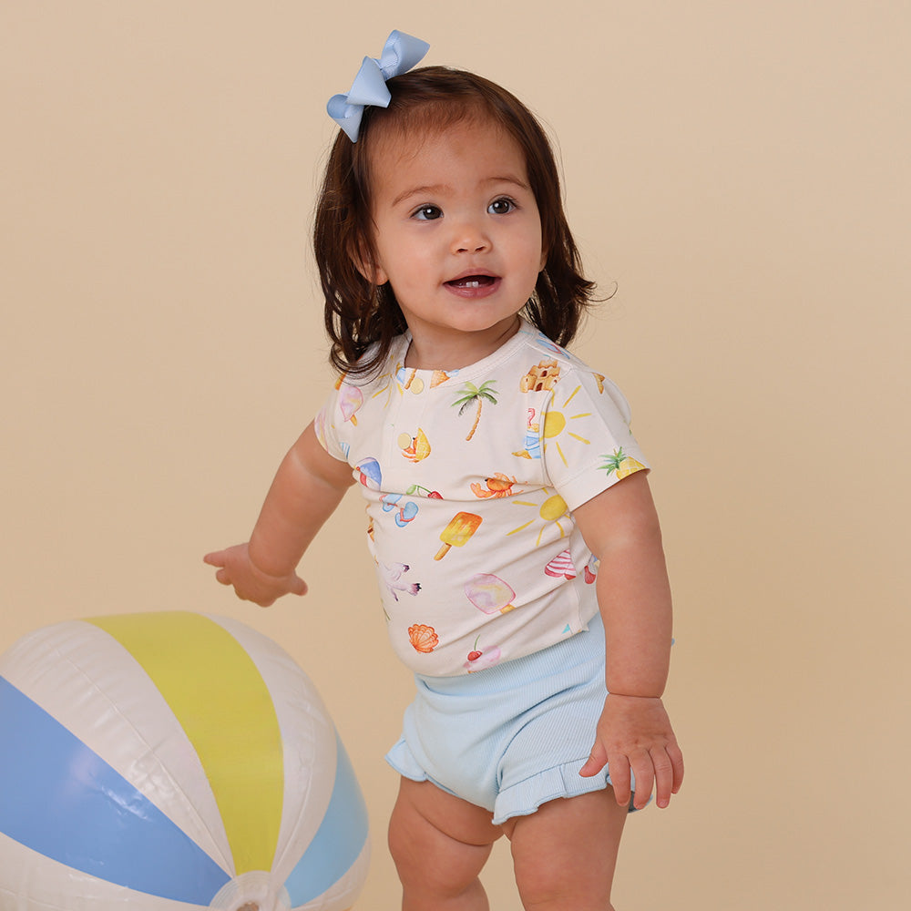 Beach Fun Short Sleeve Organic Bodysuit - View 9