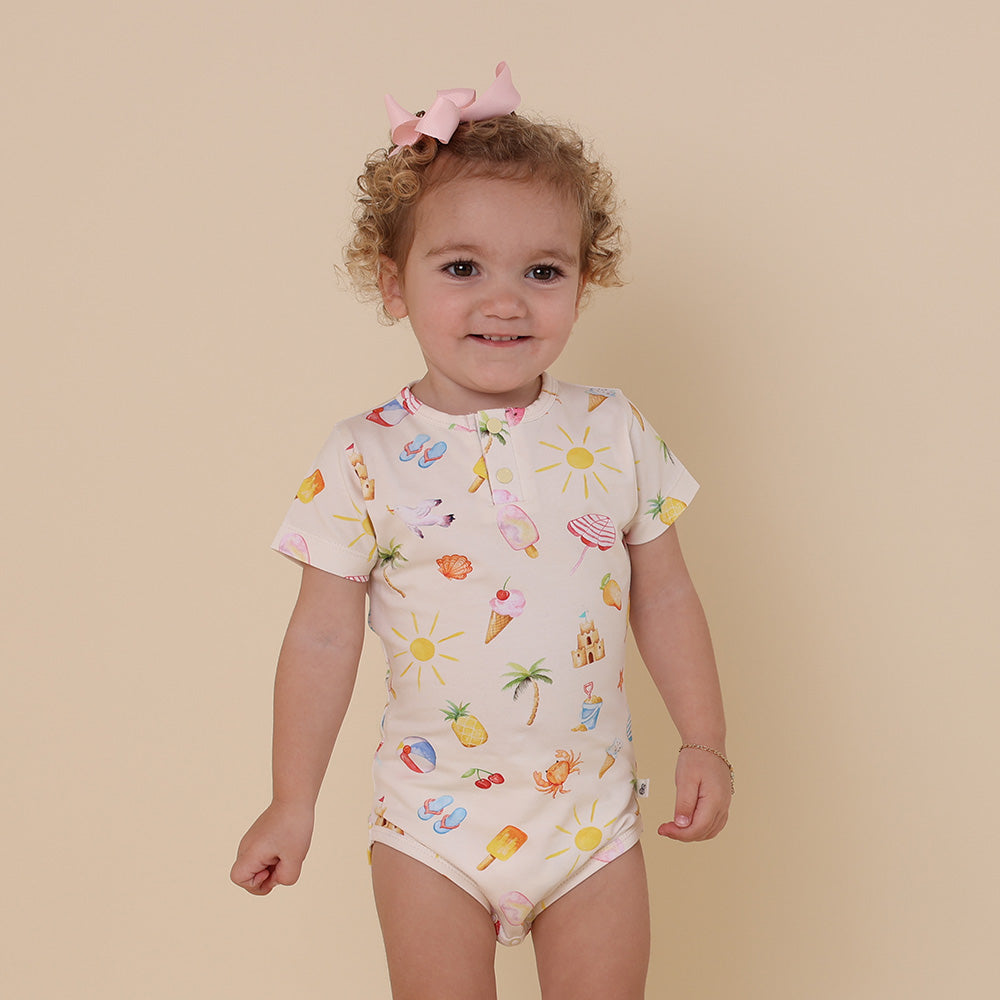 Beach Fun Short Sleeve Organic Bodysuit - View 11