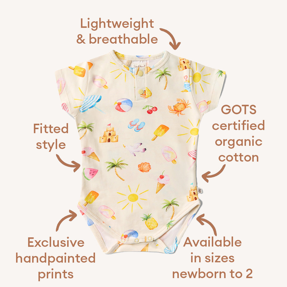 Beach Fun Short Sleeve Organic Bodysuit - View 4