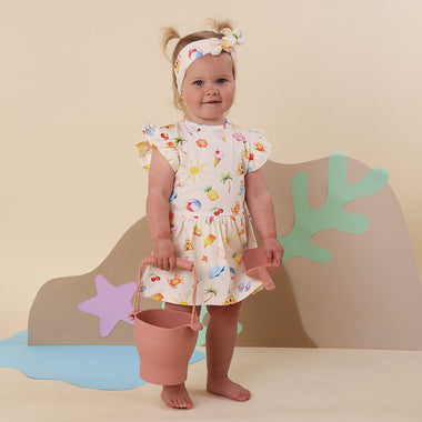 Beach Fun Short Sleeve Organic Dress | Snuggle Hunny