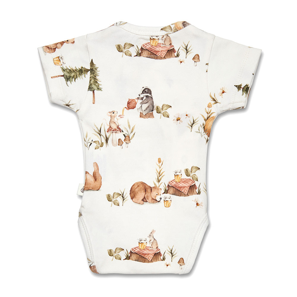 Bears Short Sleeve Organic Kimono Bodysuit - View 10