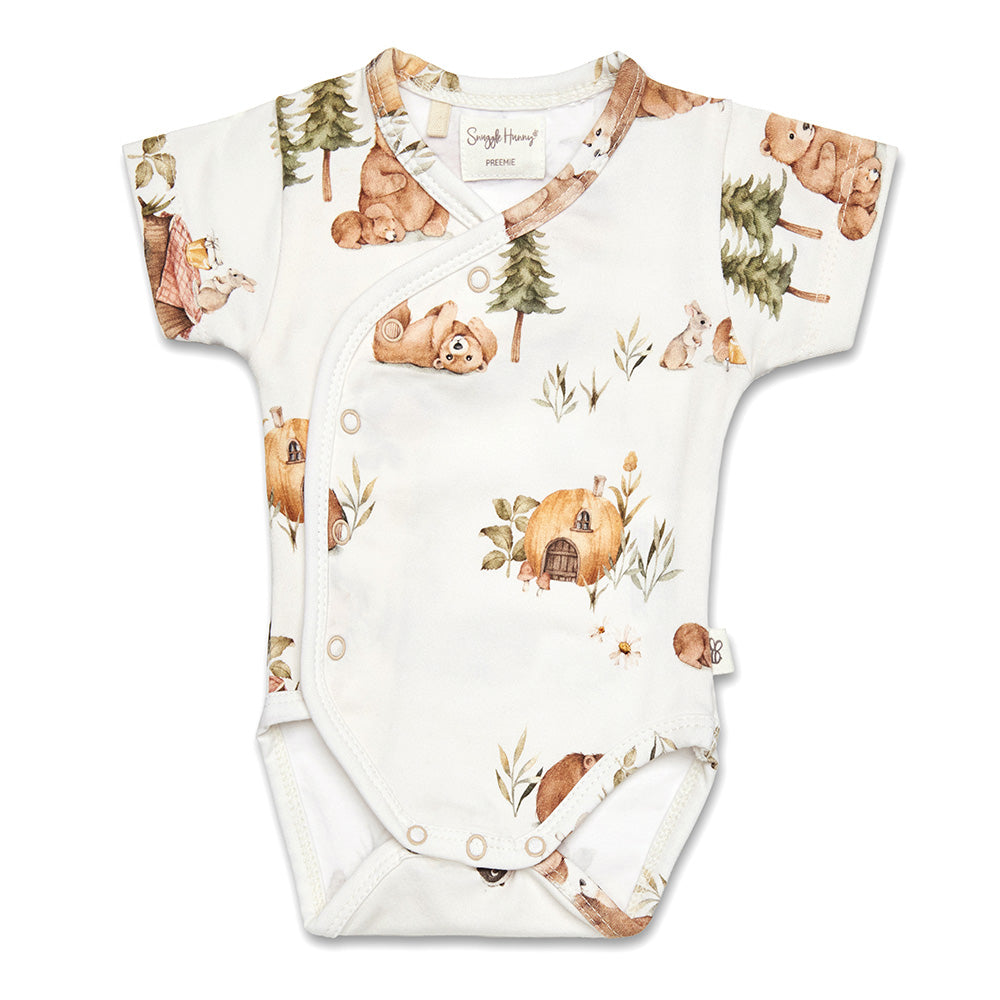 Bears Short Sleeve Organic Kimono Bodysuit - View 2