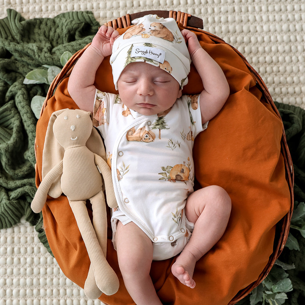 Bears Short Sleeve Organic Kimono Bodysuit - View 1