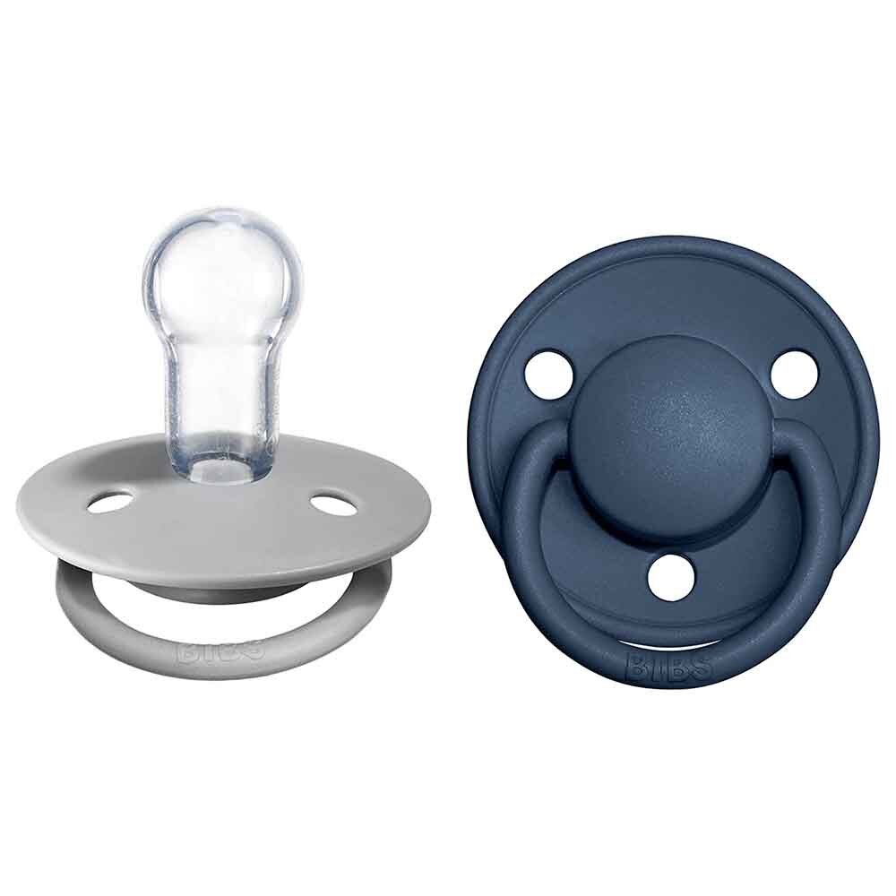 BIBS De Lux Silicone Dummy 2 Pack - Cloud/ Steel Blue - View 1