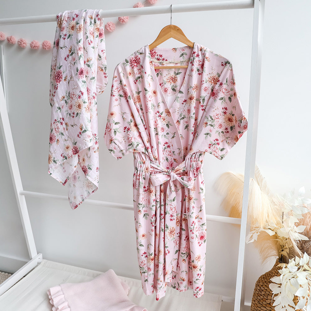 Birds & Blooms Organic Maternity Robe - View 3