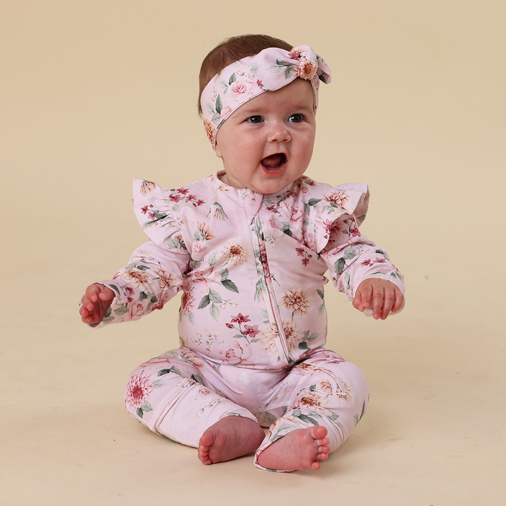 Birds & Blooms Organic Snugglesuit Convertible Romper with Frill - View 10