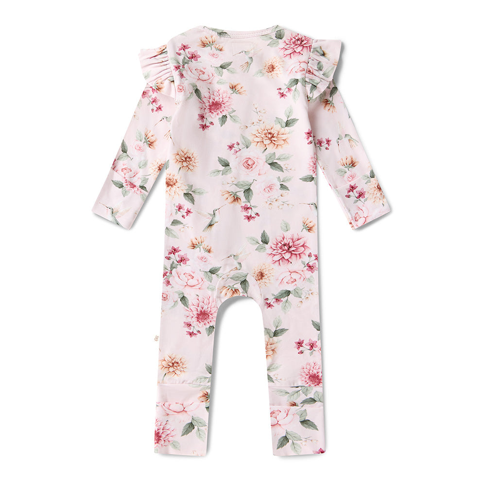 Birds & Blooms Organic Snugglesuit Convertible Romper with Frill - View 11