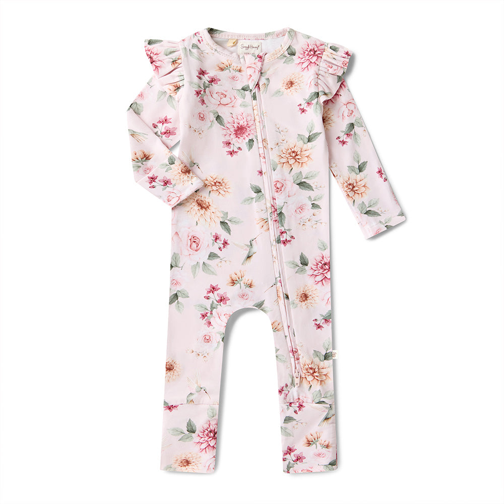 Birds & Blooms Organic Snugglesuit Convertible Romper with Frill - View 2