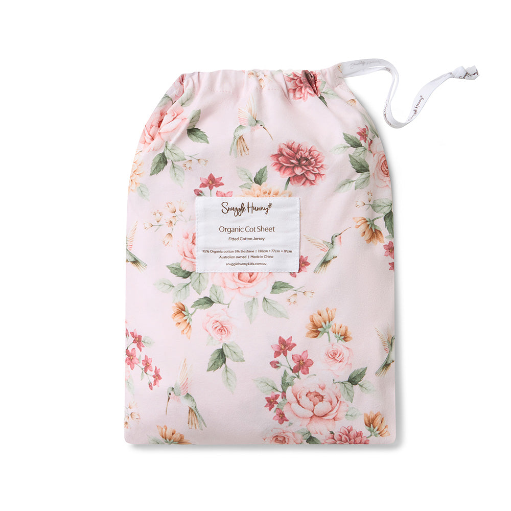 Birds & Blooms Organic Fitted Cot Sheet - View 6
