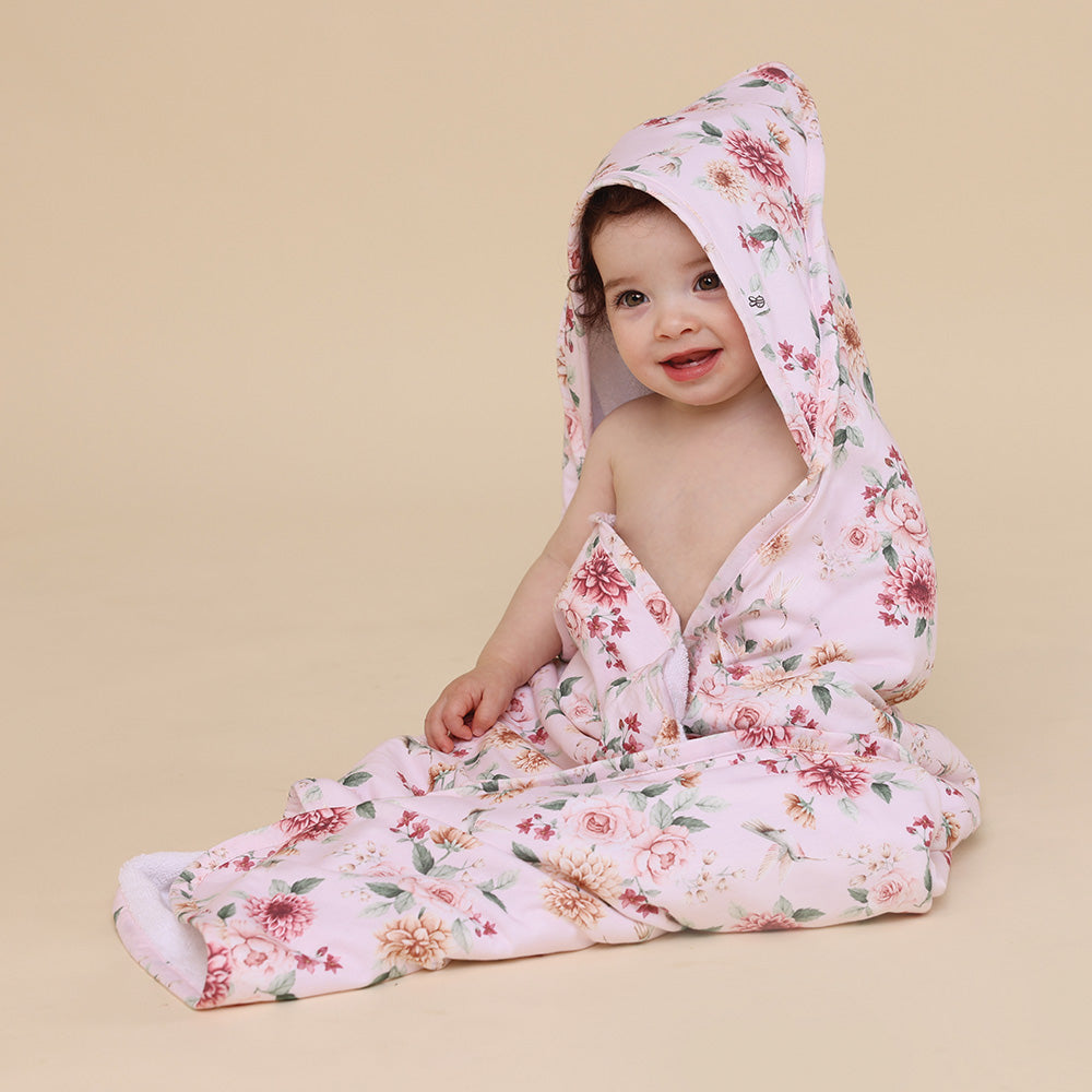 Birds & Blooms Organic Hooded Baby Towel - View 1